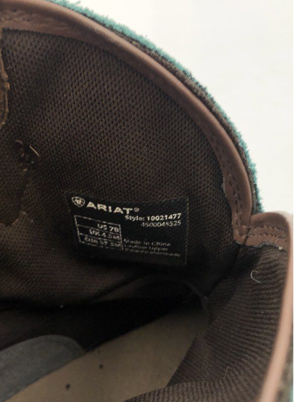 Ariat Fatbaby Waterproof Western Roper Boots Brown Teal Embroidered Size 7B