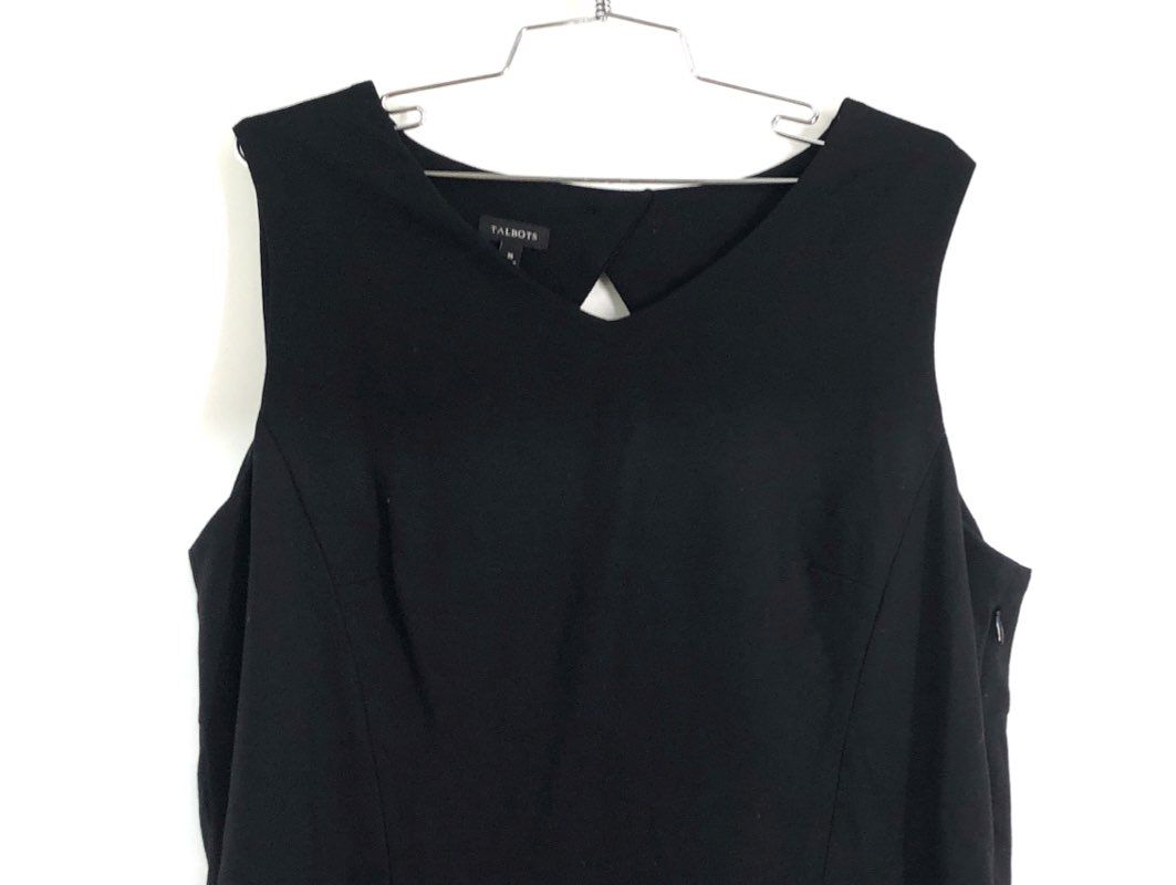 Talbots Women's Black Sleeveless V-Neck Keyhole Back Sheath Dress NWT Sz 16