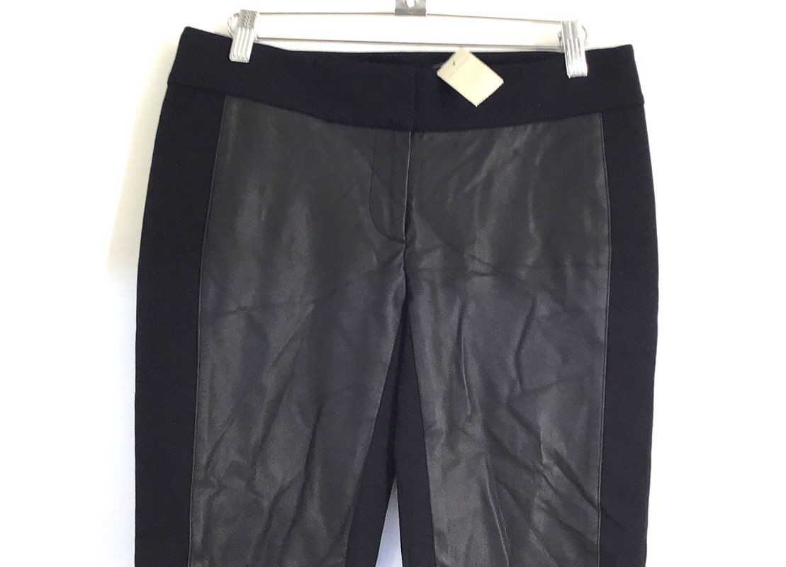 Ann Taylor Women's Black Mixed Media Faux Leather Front Slim Pants Sz 2 NWT