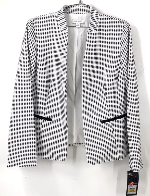 NWT Nine West Women's Black White Check Blazer - Size M