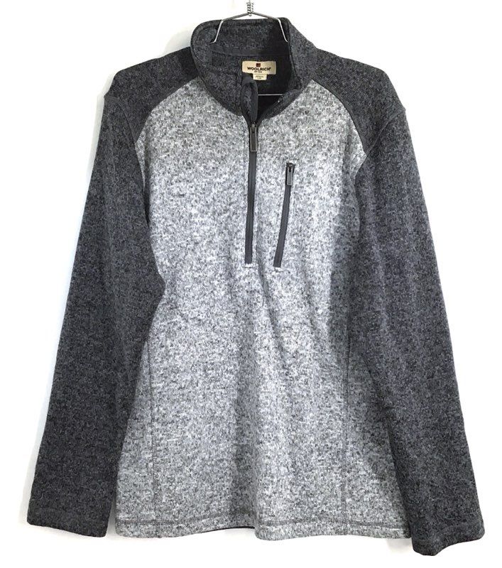 Woolrich Men's Gray Marled Quarter Zip Sweater Fleece Pullover Jacket Size L