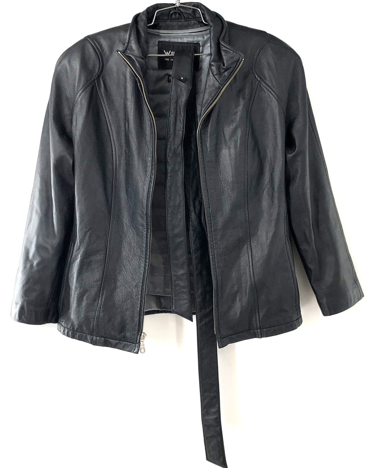 Wilsons Leather Women's Black Moto Jacket Thinsulate Lined Belted Sz M
