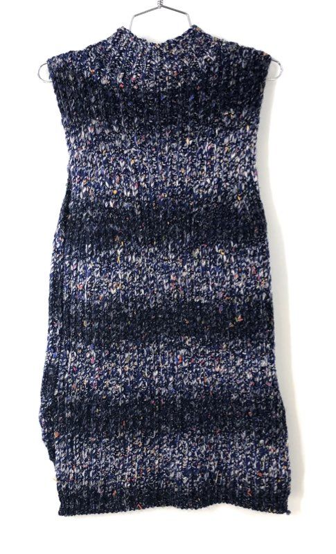 Milly Women's NWT Ombre Tunic Sweater Vest Cobalt Blue Mock Neck Chunky Knit P