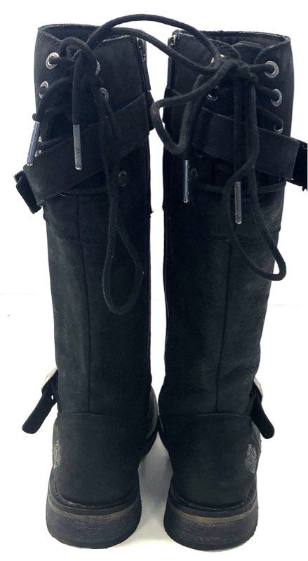 Harley-Davidson Kamie D87155 Black Leather Knee High Moto Boots Women's Size 7