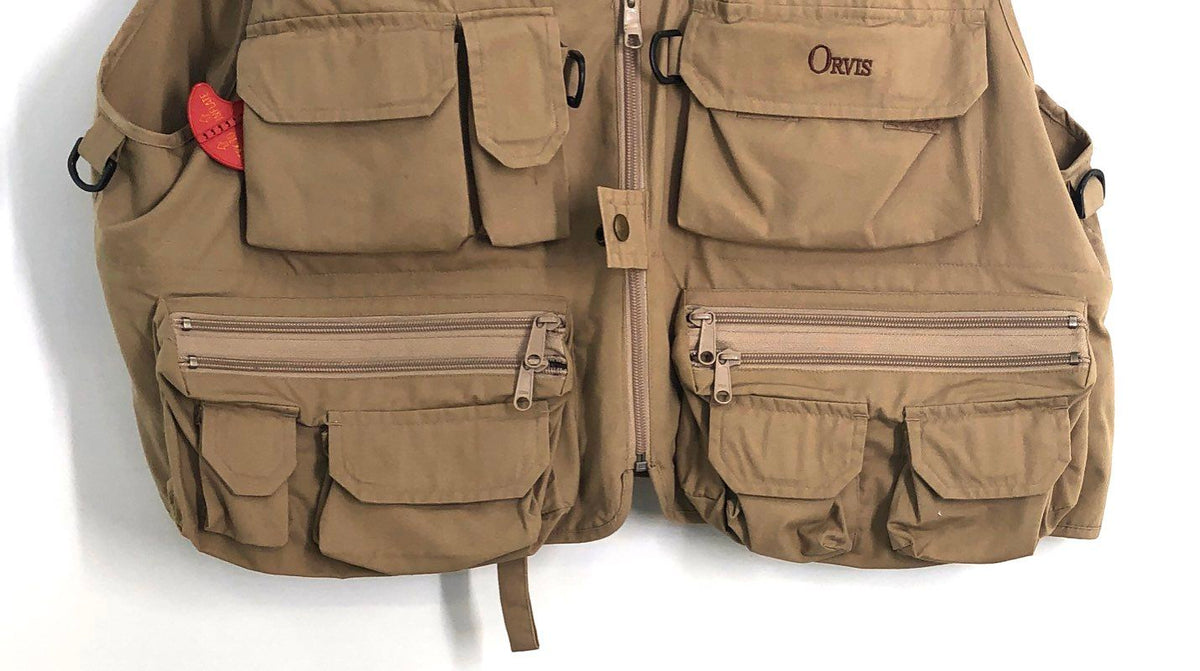 Orvis Fishing Vest Mens XXL Tan Multi Pocket Utility Fly Fishing Gear Item 1835