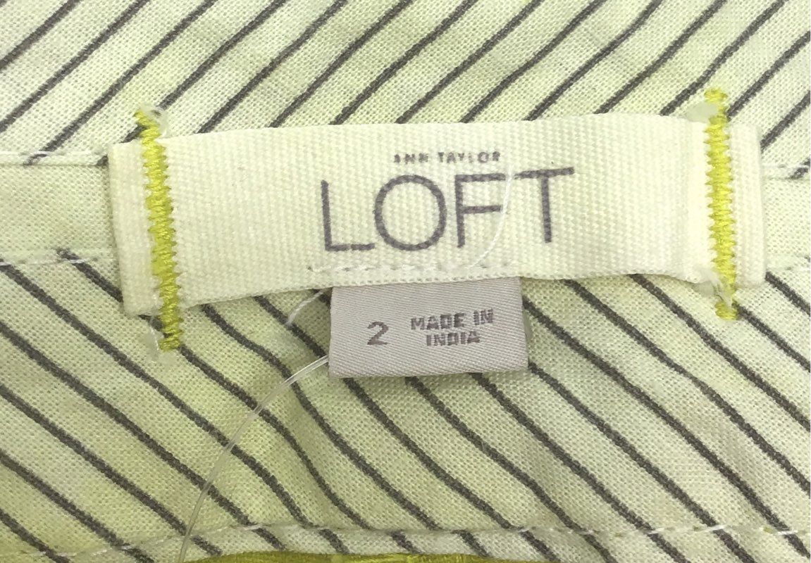 Ann Taylor LOFT Women's Lime Green Citron 100% Cotton Chino Twill Shorts Sz 2