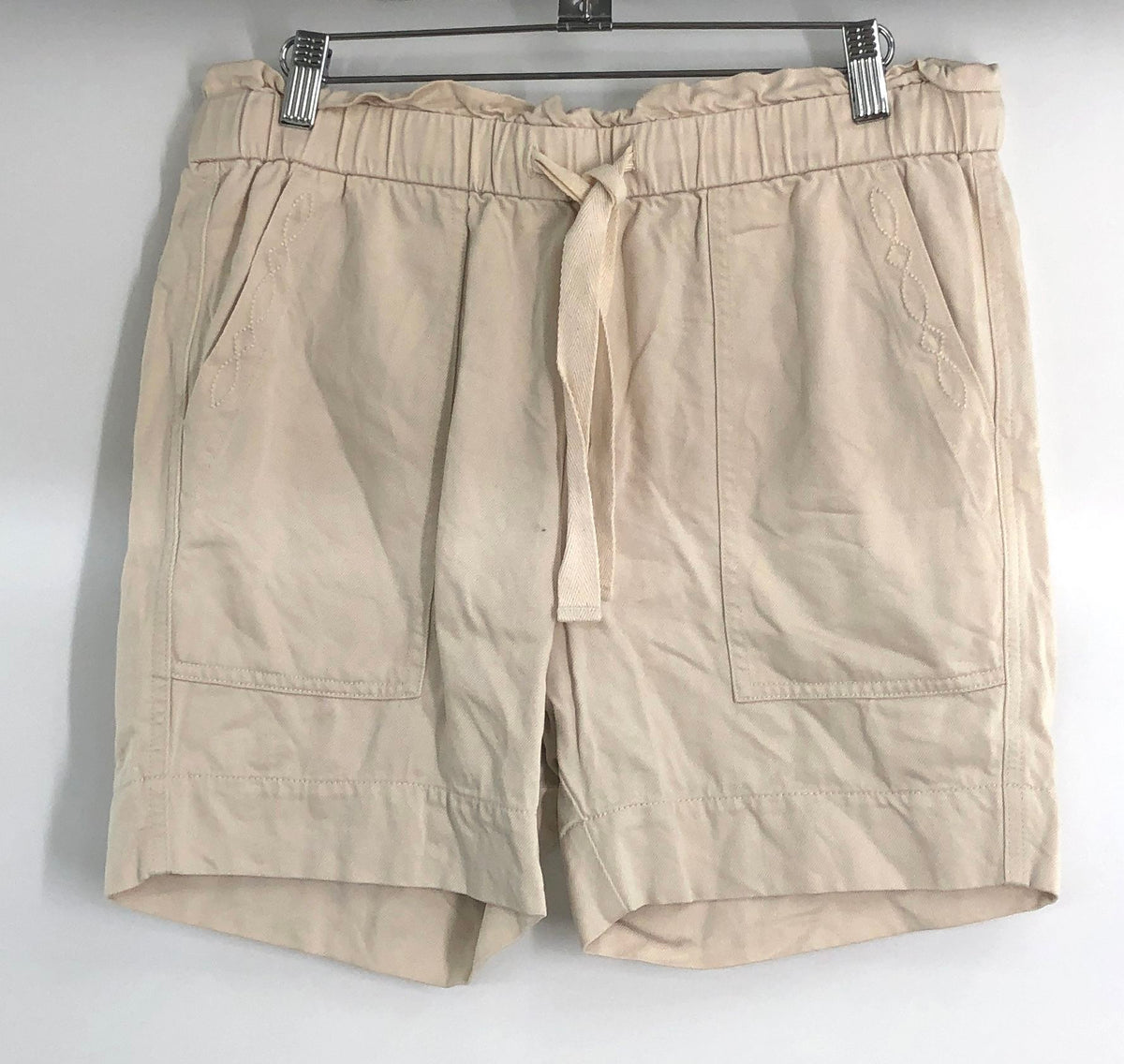 Frye x Anthropologie Women's Beige Cotton Rayon Paperbag Waist Shorts Sz 26
