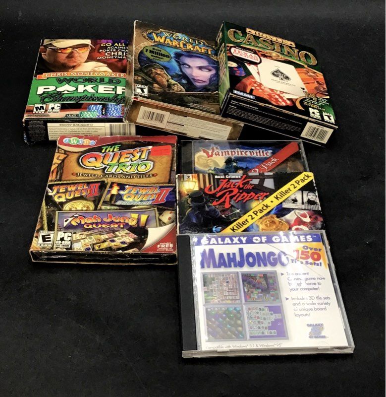 World of Warcraft Hoyle Casino 7 Retro PC Game Lot Big Box CD-ROM Vintage