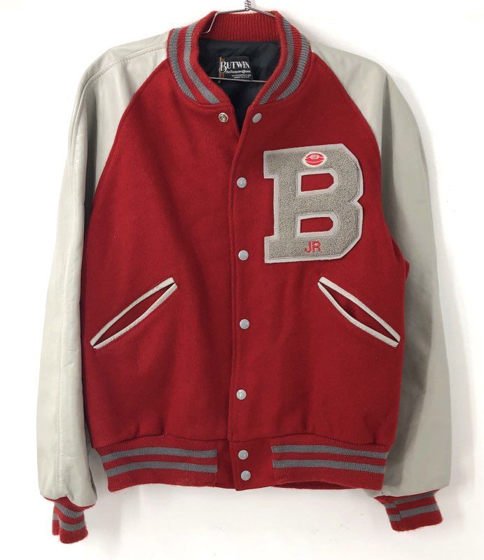 Vintage 80s Butwin Wool Leather Sleeve Letterman Varsity Jacket Made USA Sz XL