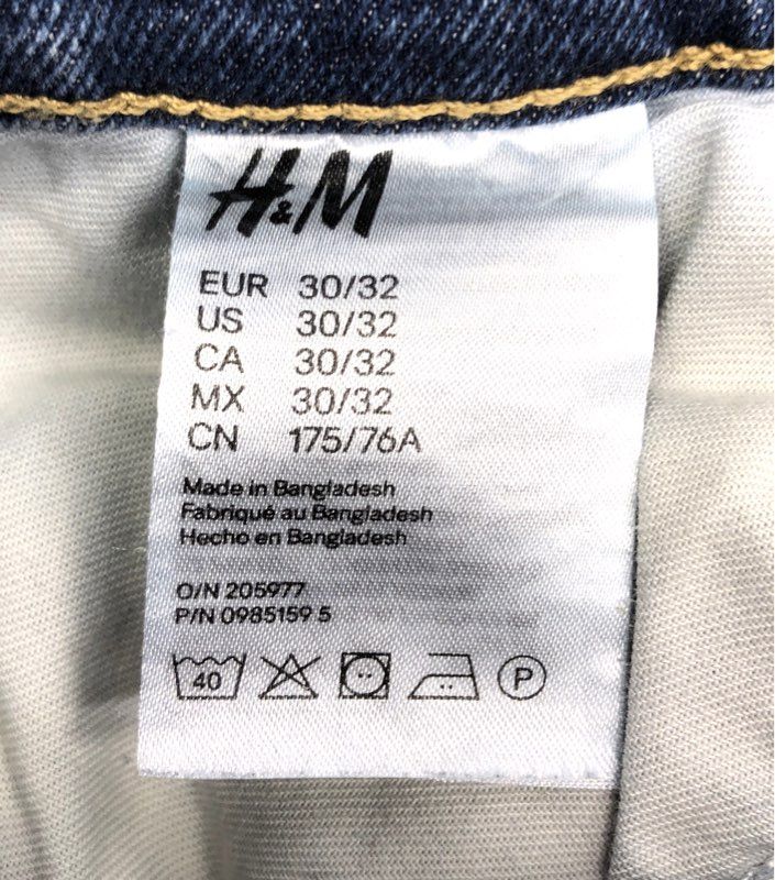 H&M Men's Blue Medium Wash Skinny Tapered Denim Jeans Sz 30x32