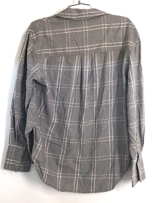 Madewell Women's Gray Windowpane Plaid Long Sleeve Button Down Shirt Size S