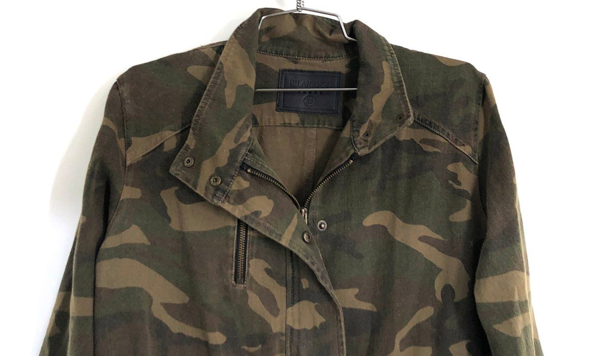 [BLANKNYC] Women's Green Camo Cotton Utility Jacket Full Zip Snap Sz XS