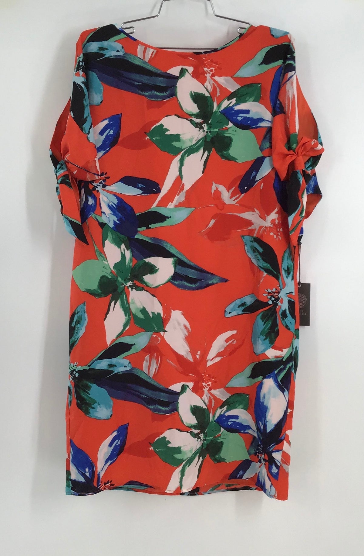 NWT Vince Camuto Women&#39;s Red Floral Short Sleeve Boat Neck Shift Dress - Size 10