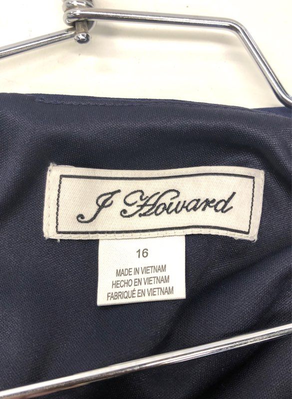 J. Howard Women's Navy Blue Rhinestone Tiered Dress BK7M9399 NWT Sz 16