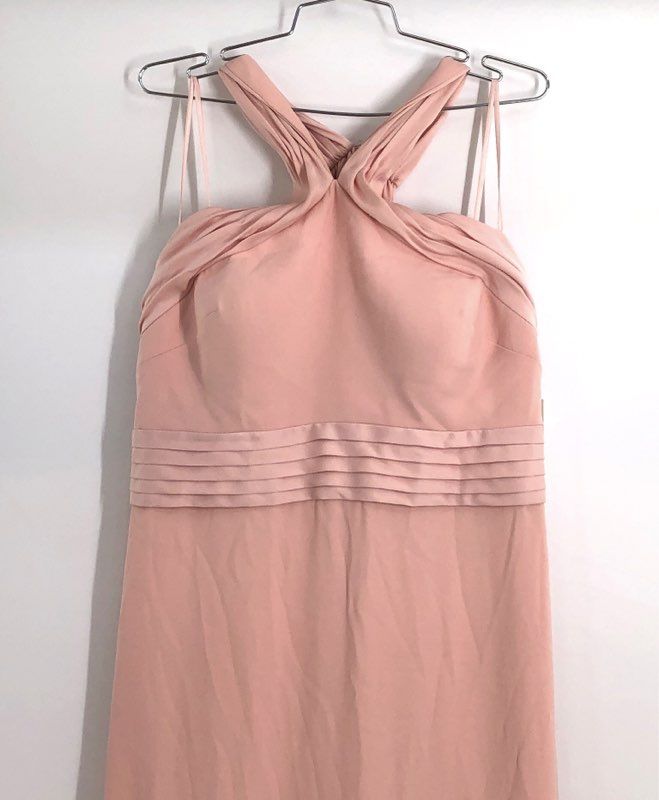 Eliza J Women's Blush Pink Halter Neck Pleated Gown Maxi Dress Sz 14 NWT