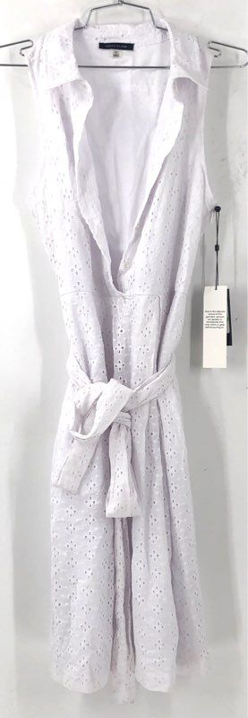 NWT Tommy Hilfiger White Eyelet Belted Cotton Shirtdress Women's Size 8