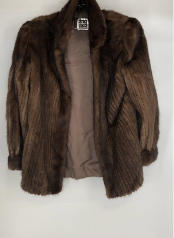 Saga Mink Women's Brown Fur Coat - Size 12