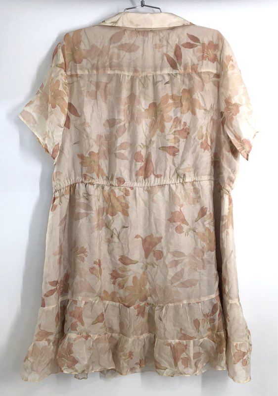 Halogen Women's Silver Pink Floral Tencel Tiered Drawstring Dress NWT Sz 1X