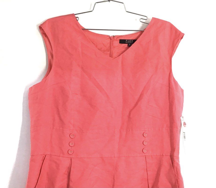Alex Marie Women's Pink Clarissa Linen Blend Sleeveless Sheath Dress 16 NWT