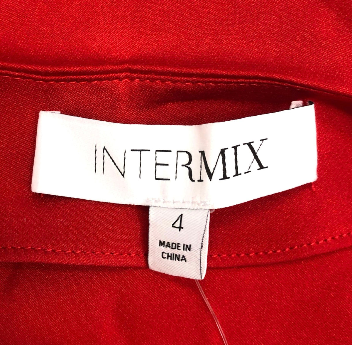 Intermix Women's Dawn Knot Front Silk Blouse Red Coral Deep V-Neck NWT Sz 4