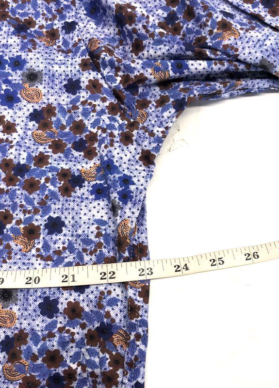 Luchiano Visconti Men's Shirt Blue Brown Floral Paisley Stretch Cotton Sz L NWT