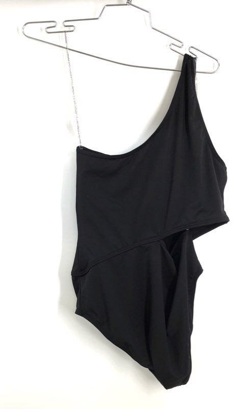 Banana Republic Women's Black Ring Detail One-Shoulder Cut-Out Swimsuit NWT L