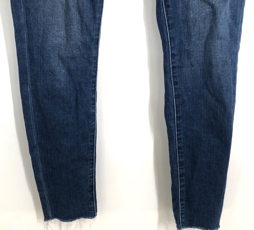 Madewell Women's 9" Mid-Rise Skinny Jeans Blue Button Fly Raw Hem Size 27
