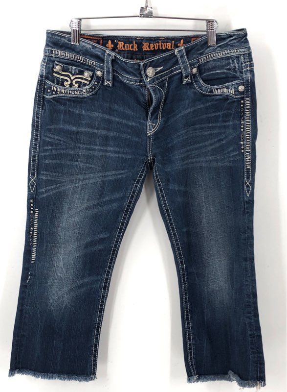 Rock Revival Women's Blue Denim Capri Jeans - Size 31