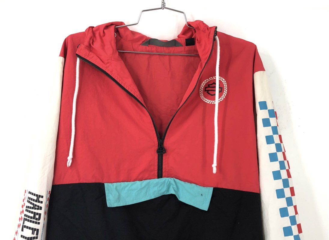 Harley-Davidson Red Colorblock Racing Pullover Anorak Windbreaker Women's M