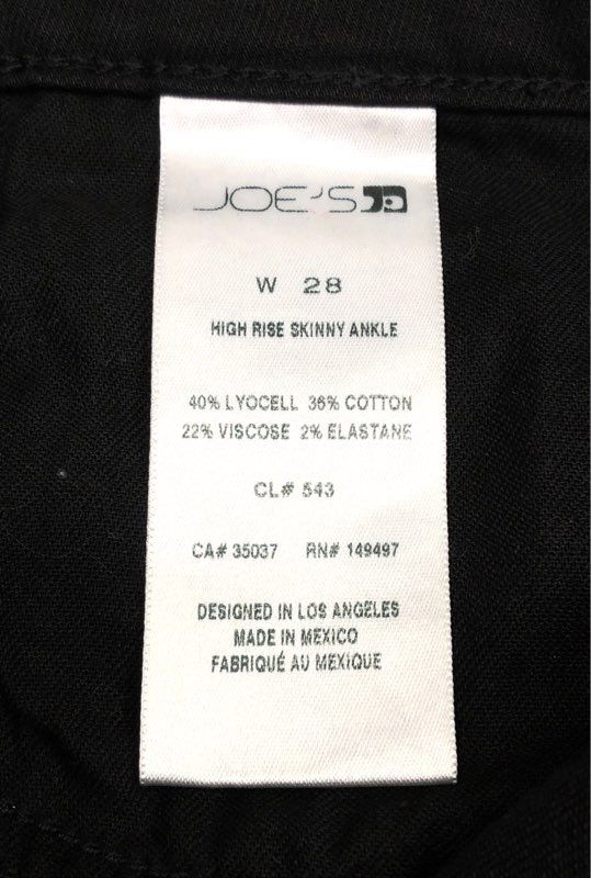 Joe's Jeans Women's Black High Rise Skinny Ankle Distressed Raw Hem Sz 28