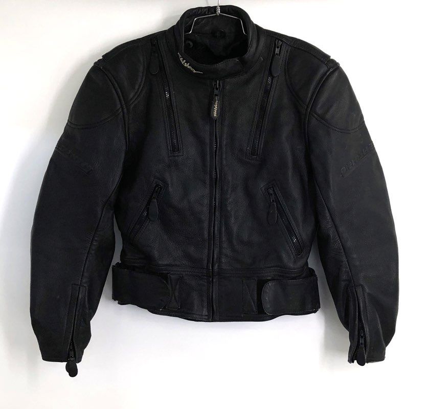 Fieldsheer Women's Black Leather Motorcycle Jacket Padded Vintage Y2K Sz M
