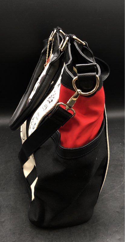 Disney Mickey & Minnie Mouse Sketch Tote Bag Black Red Canvas Shoulder Bag