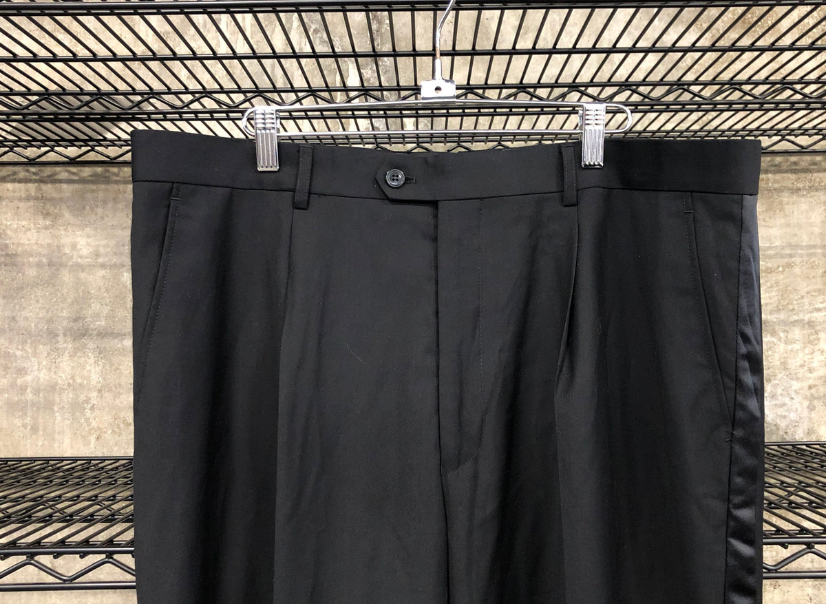 House of St. Benets Men's Black Satin Stripe Tuxedo Dress Trousers NWT 38W