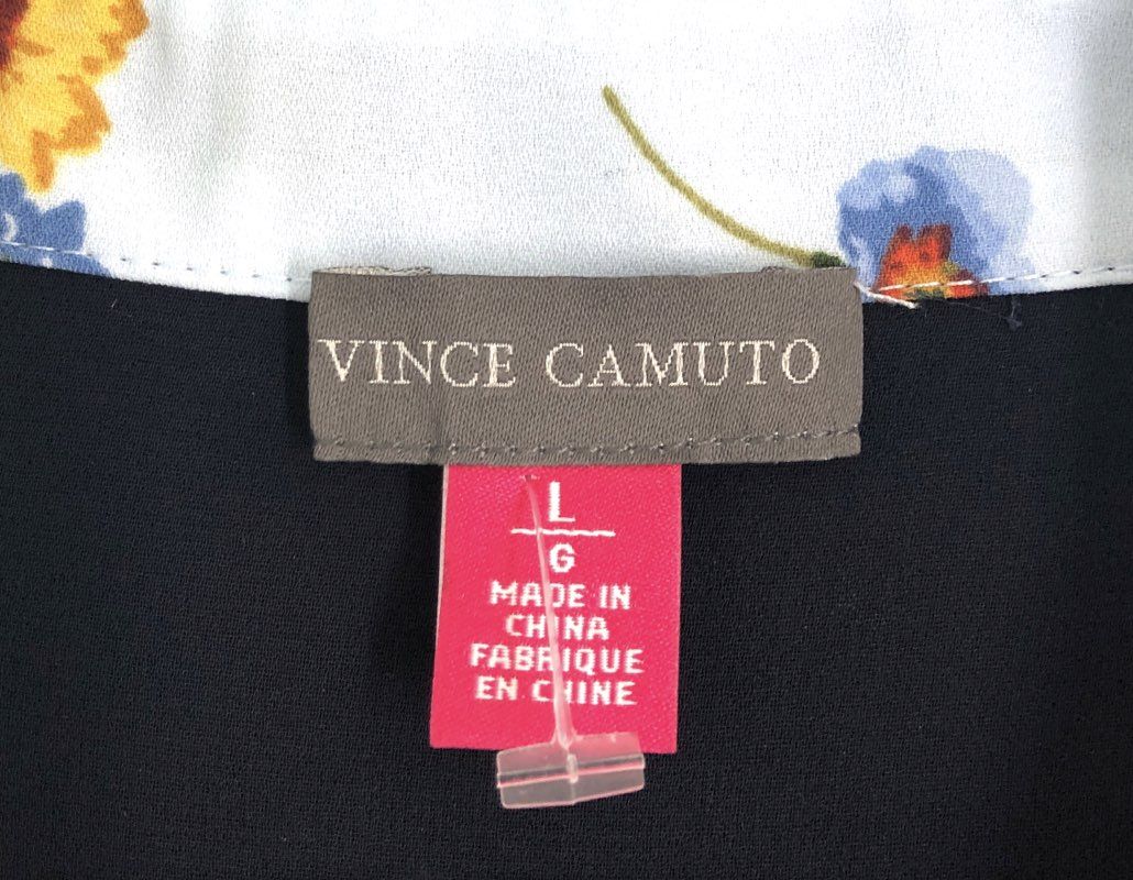 Vince Camuto Women's Floral Colorblock Shirt Dress Caviar Black NWT Sz L
