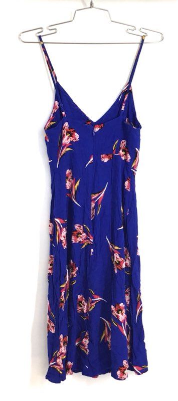 Express Women's Blue Floral Button Front Spaghetti Strap Midi Dress Sz XS