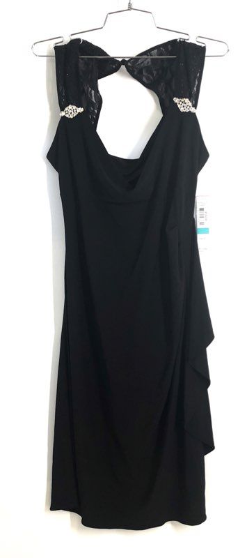R & M Richards Women's Black Lace Back Rhinestone Dress 8552 NWT Sz 6