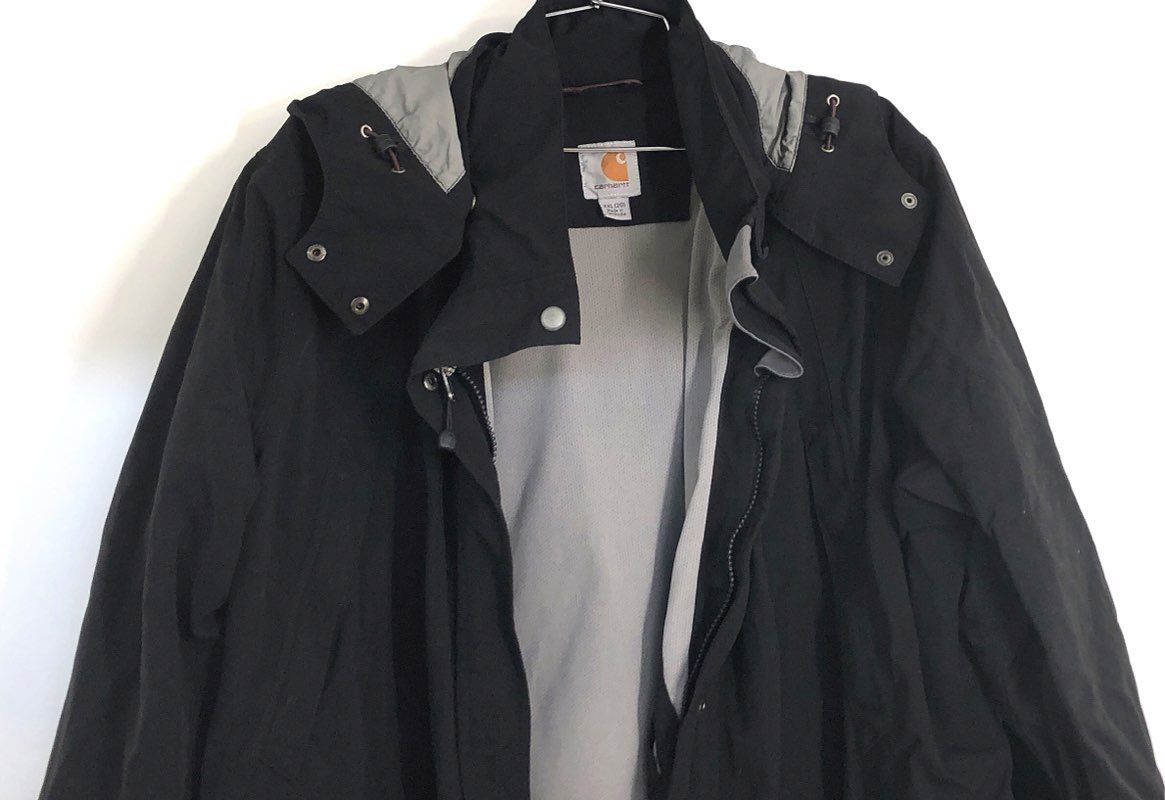 Carhartt Boys' Black Full Zip Hooded Mesh Lined Shell Jacket Sz XXL 20