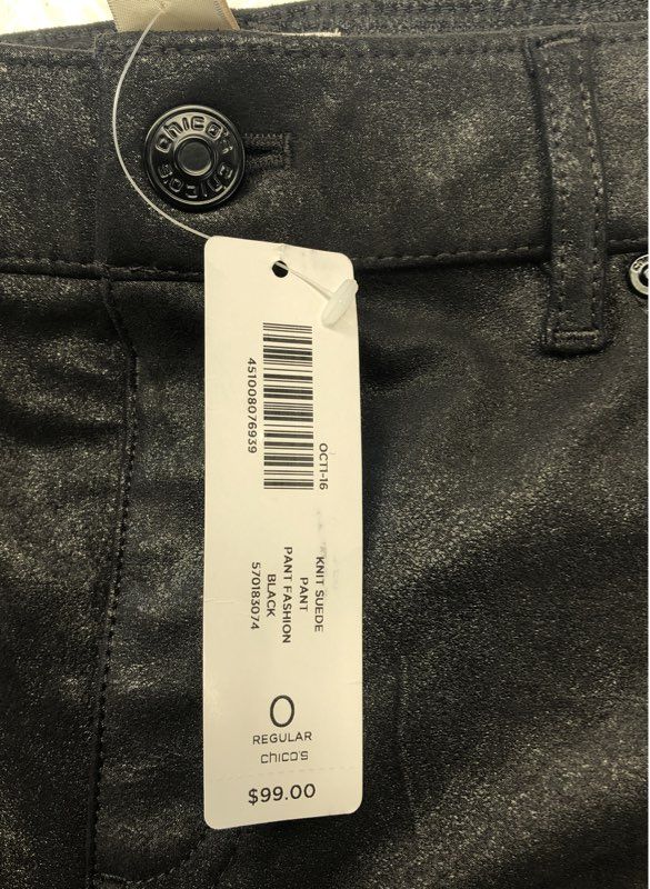 Chico's Women's Ultimate Fit Knit Suede Pants Black NWT Size 0