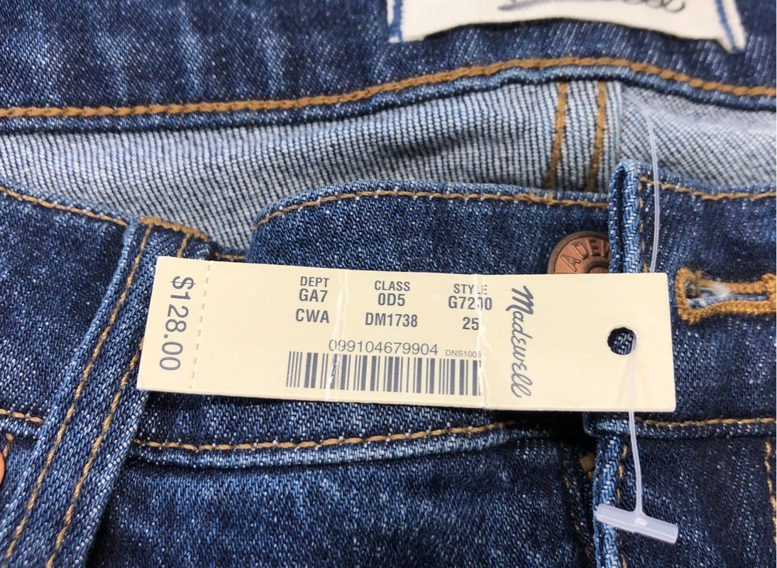 Madewell Women's The Slim Boyjean Blue Raw Hem Stretch Denim NWT Sz 25