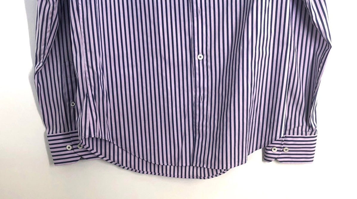 Bugatchi Men's Lavender Striped Shape Fit Button Down Shirt Sz S NWT
