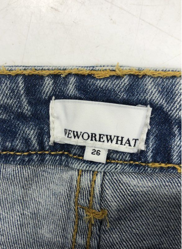 WeWoreWhat Women's High Rise Dad Jeans Light Vintage Blue Chain Accent NWT 26