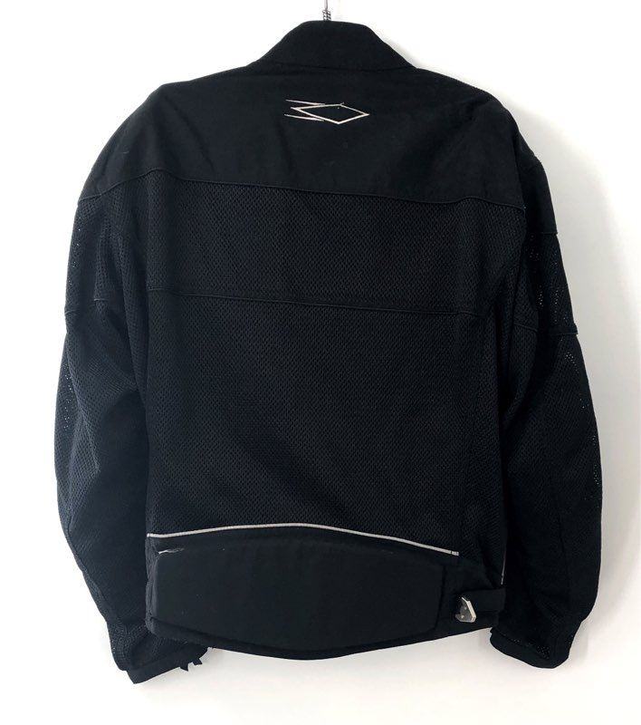 Power Trip Men's Motorcycle Jacket Black Armored Mesh Full Zip Sz L
