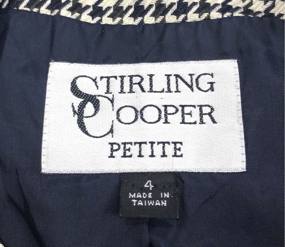 Stirling Cooper Women's Vintage 90s Houndstooth Double Breasted Blazer Sz 4P