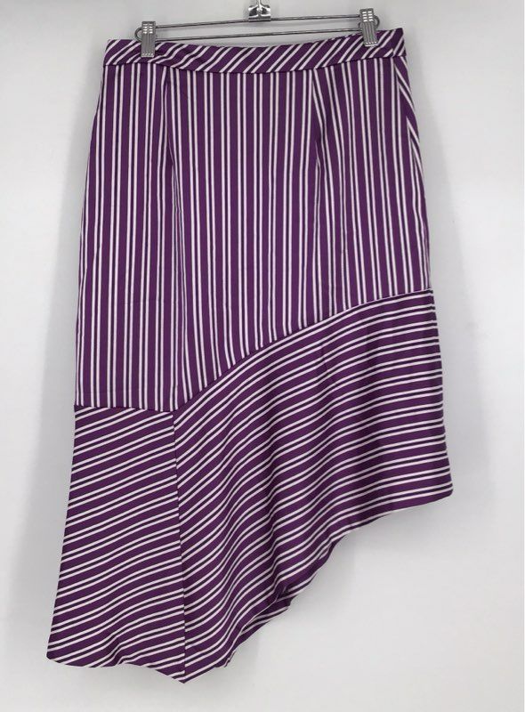 NWT Banana Republic Women&#39;s Purple White Striped Side Zip Flare Skirt - Size 2