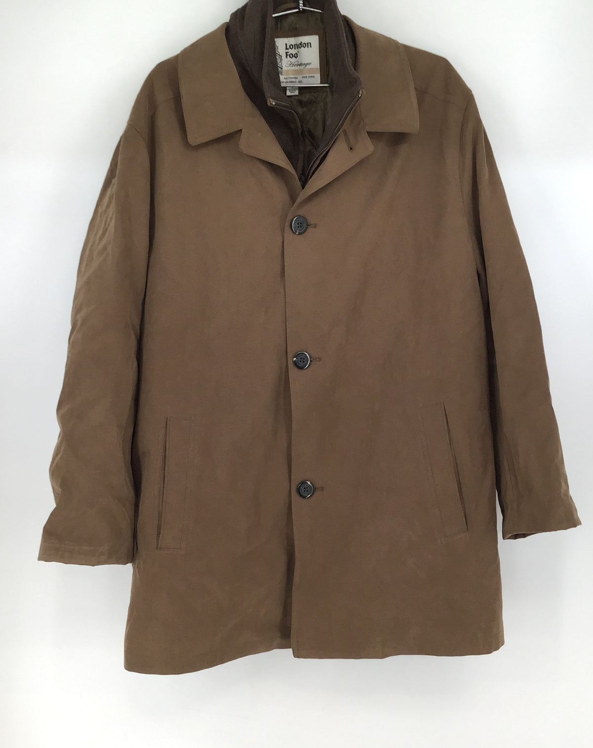 London Fog Men&#39;s Tan Long Sleeve Collared Coat - Size Large