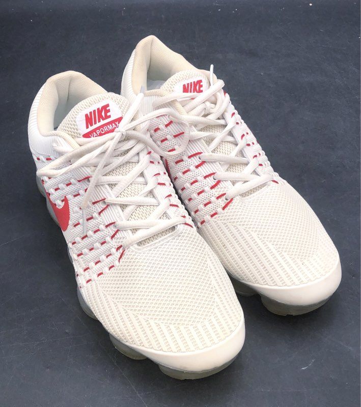 Nike Air VaporMax Flyknit Pure Platinum University Red Men's Size 9 UK 8