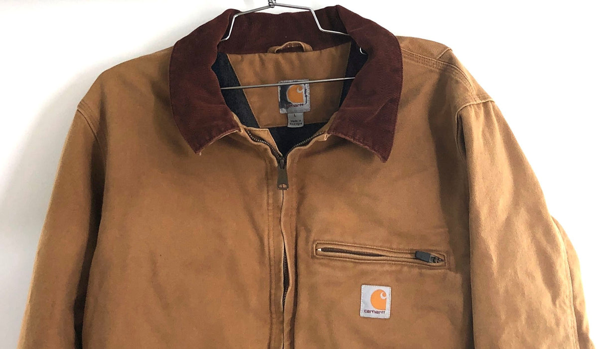 Carhartt 103828 Duck Detroit Jacket Blanket-Lined Brown Sz L Regular