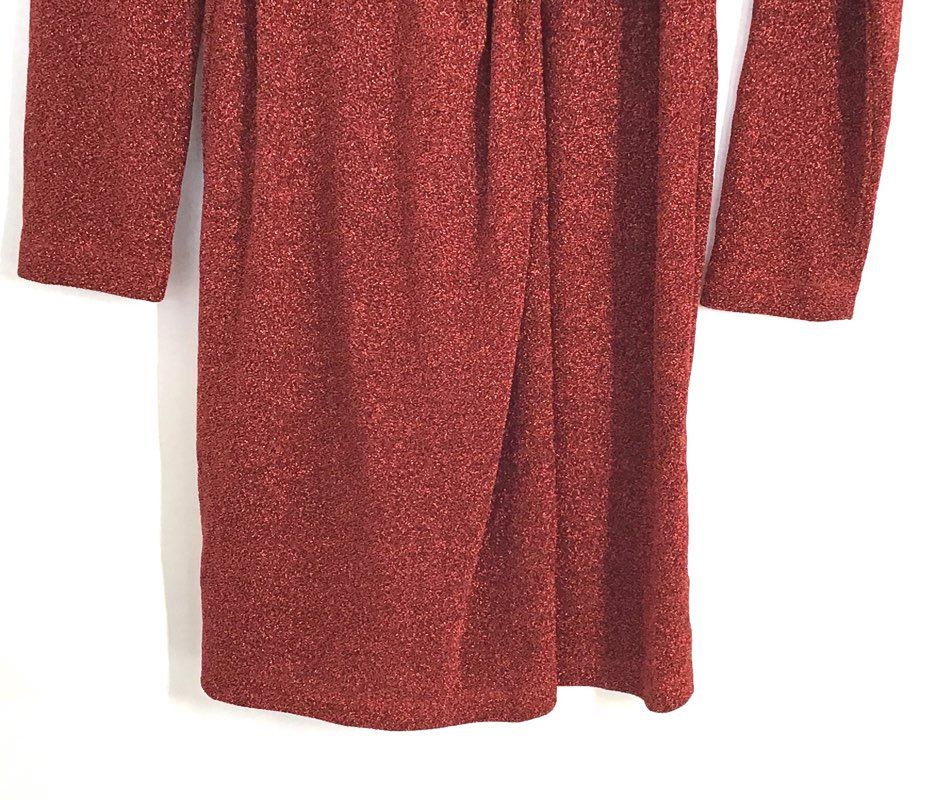 Karen Kane Women's All That Shines Twist Front Metallic Red Dress NWT Sz L