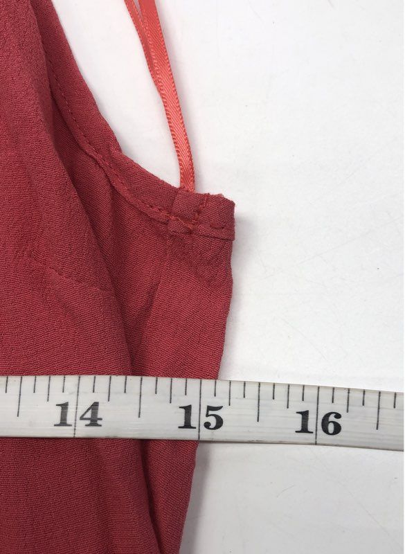 Willow & Clay Women's Red Ruffle Deep V-Neck Pom Pom Hem Blouse Top NWT Sz S