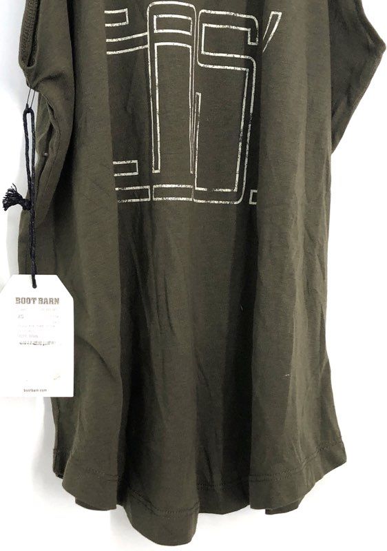 Cleo + Wolf Women's Tank Top Olive Green Sage Take It Easy Graphic Racer NWT XS